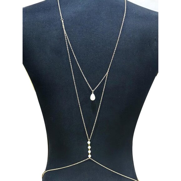 QWALIT Gold Body Chain for Women Rhinestone Pearl Bra Waist Necklace Sexy Trendy - Picture 4 of 6